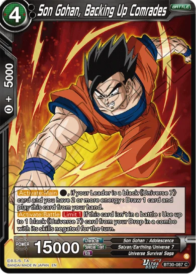 SON GOHAN, BACKING UP COMRADES