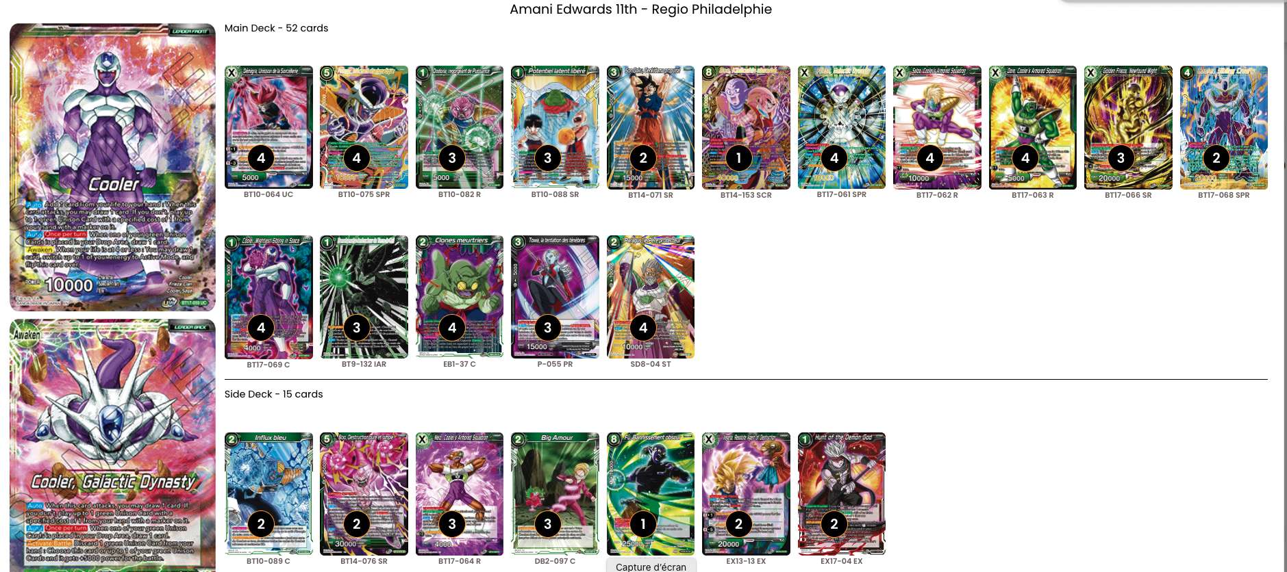 Decklist de Amani Edwards