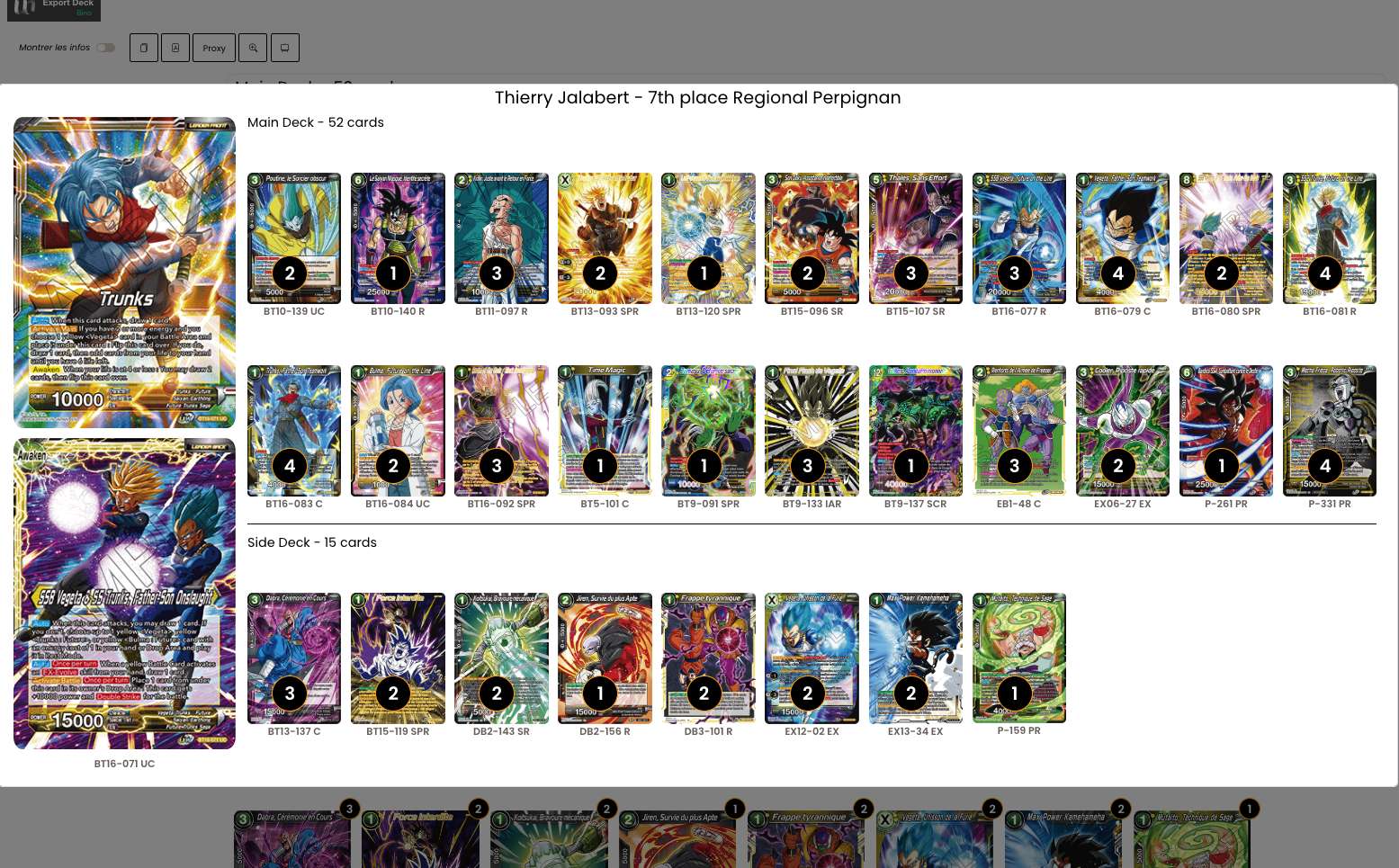 Decklist de Thierry Jalabert