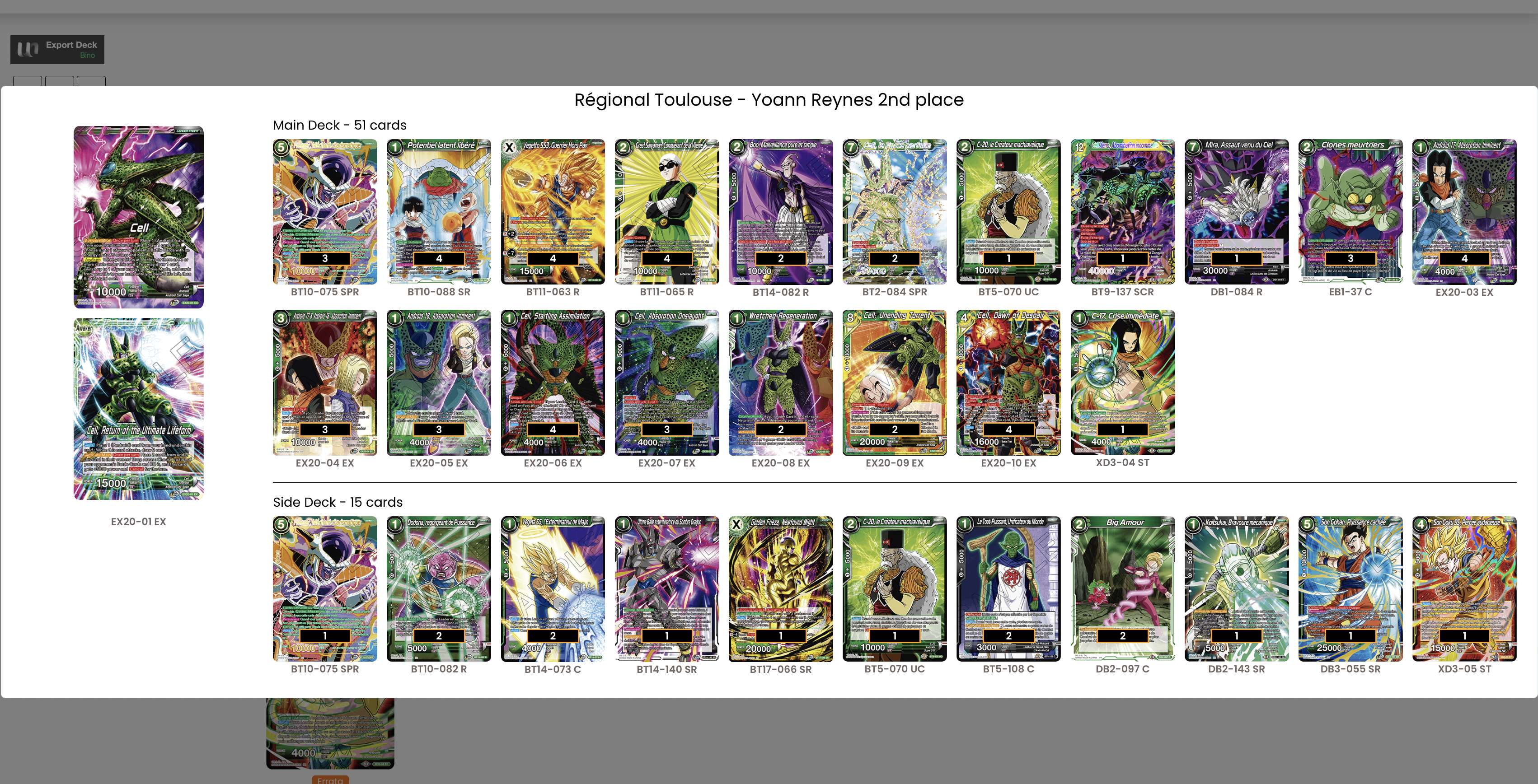 Decklist de Yoann Reynes