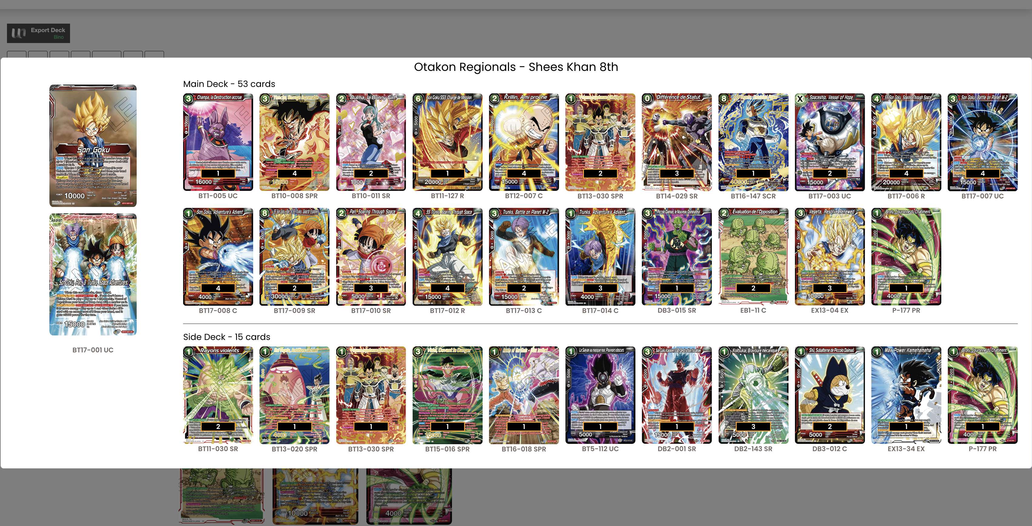 Decklist de Shees Khan