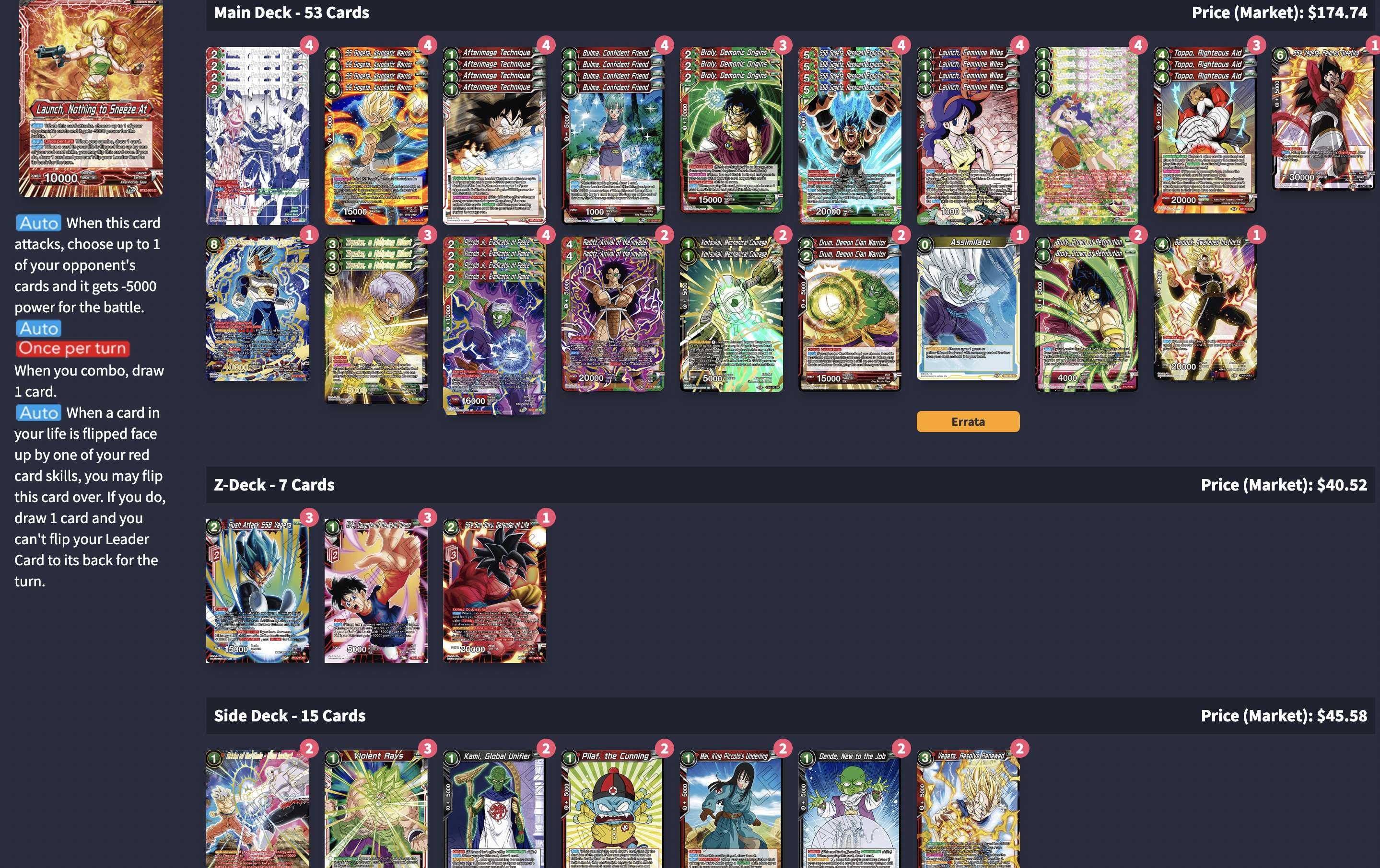 Decklist de London Thomas