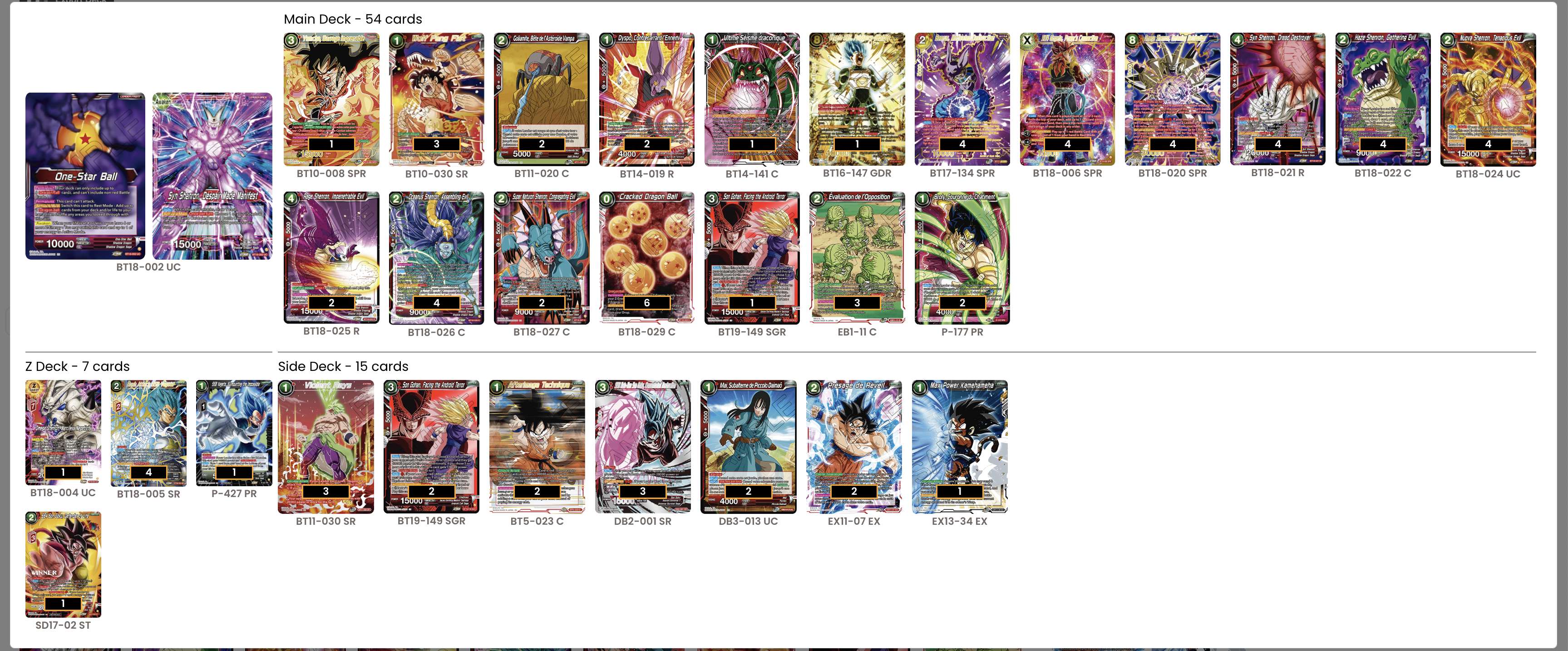 Decklist de Peter Cattani