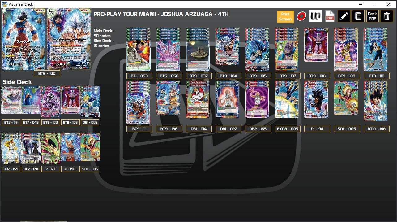 Decklist de Joshua Arzuaga