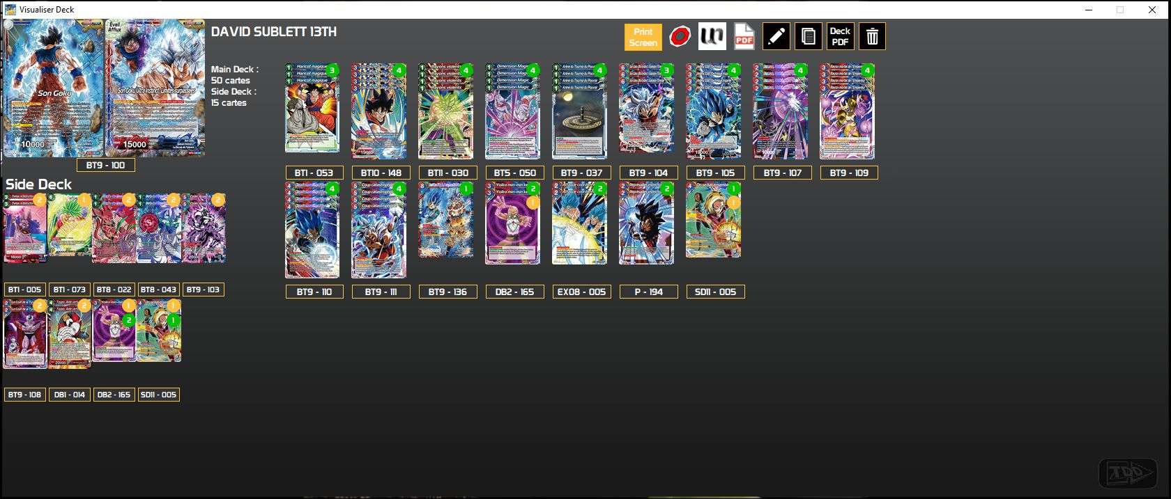 Decklist de David Sublett