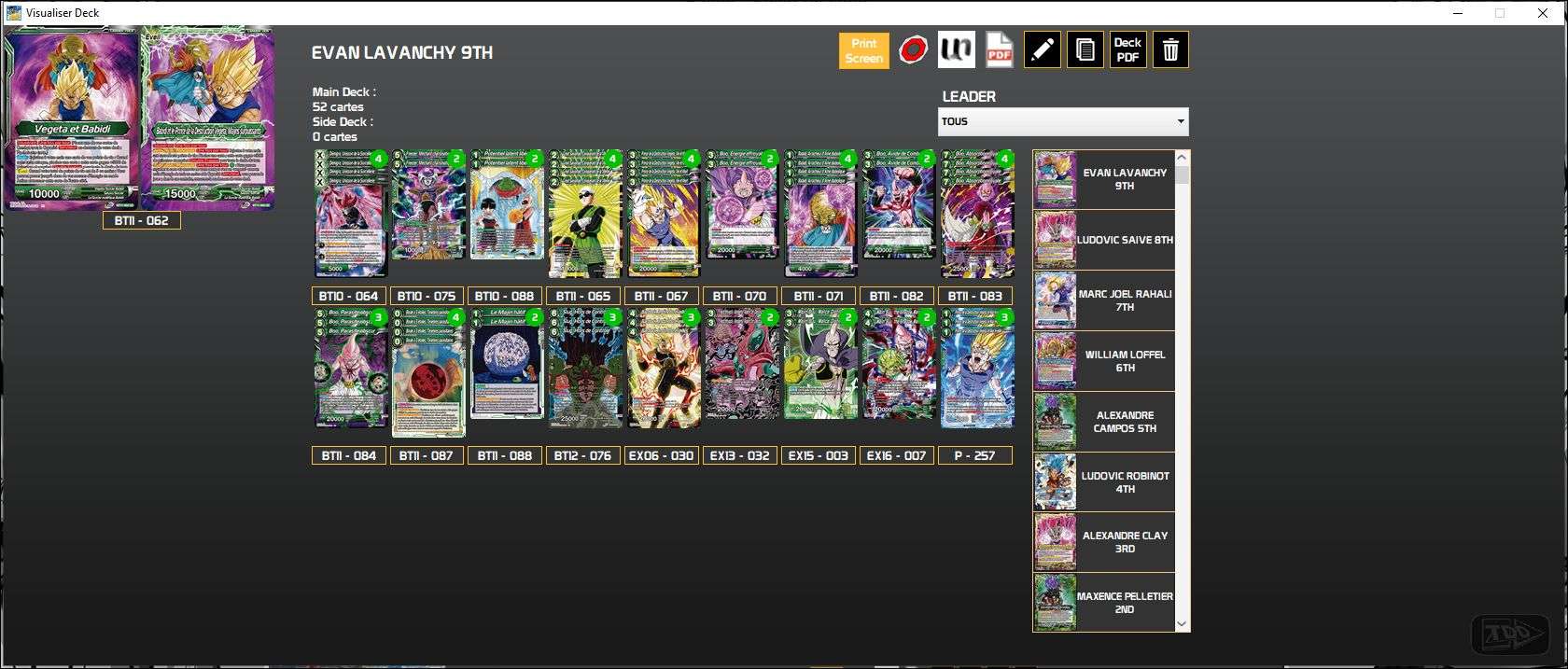 Decklist de Evan Lavanchy