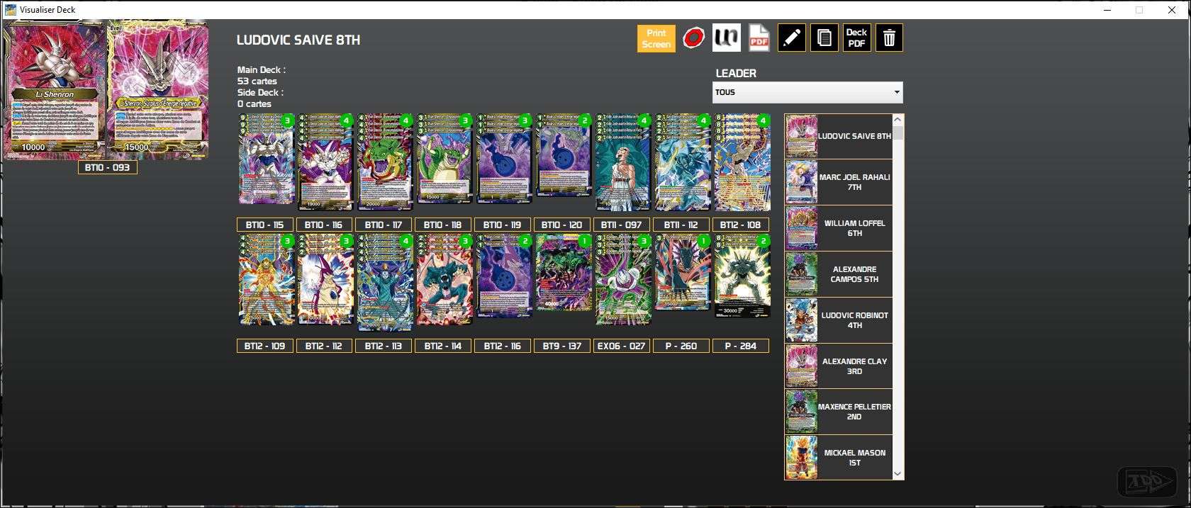 Decklist de Ludovic Saive