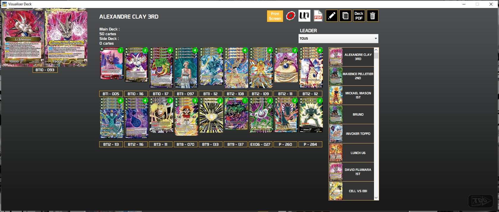 Decklist de Alexandre Clay