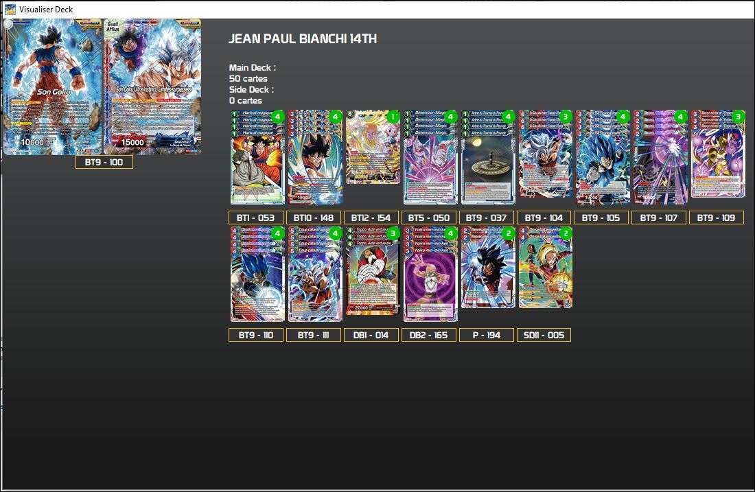 Decklist de Jean Paul Bianchi