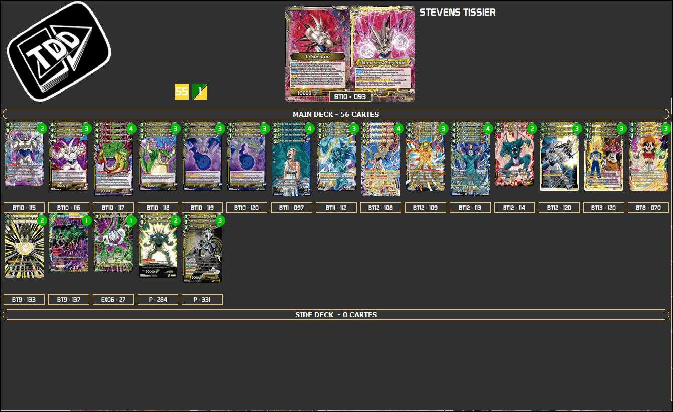 Decklist de Stevens Tissier