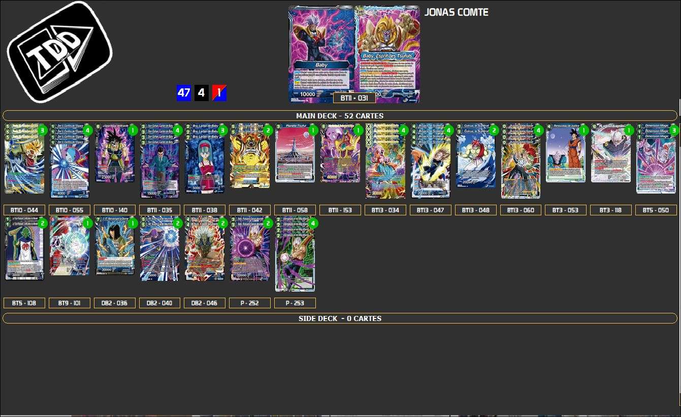 Decklist de Jonas Comte